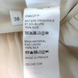 Celine Ruched Floral Print Georgette Midi Dress Ivory Silk Size 38