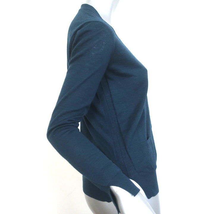 Loro Piana Cardigan Navy Cashmere-Silk Size 40 V-Neck Sweater