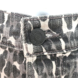 MOTHER The Vagabond Mini Fray Skirt Gray Leopard Print Stretch Denim Size 27