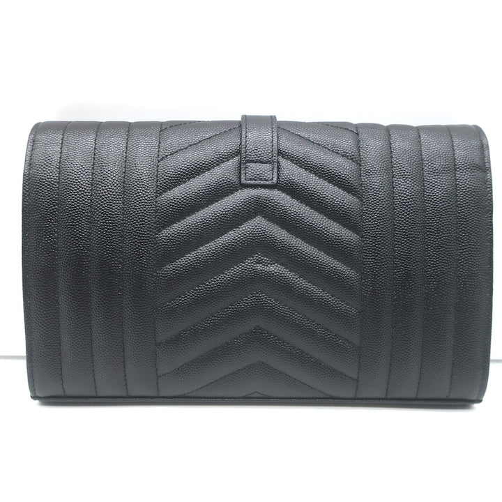 Saint Laurent Envelope Triquilt Wallet on Chain Bag Grain de Poudre Leather NEW