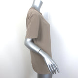 Joseph Rubin Short Sleeve Top Taupe Crepe de Soie Silk Size 38