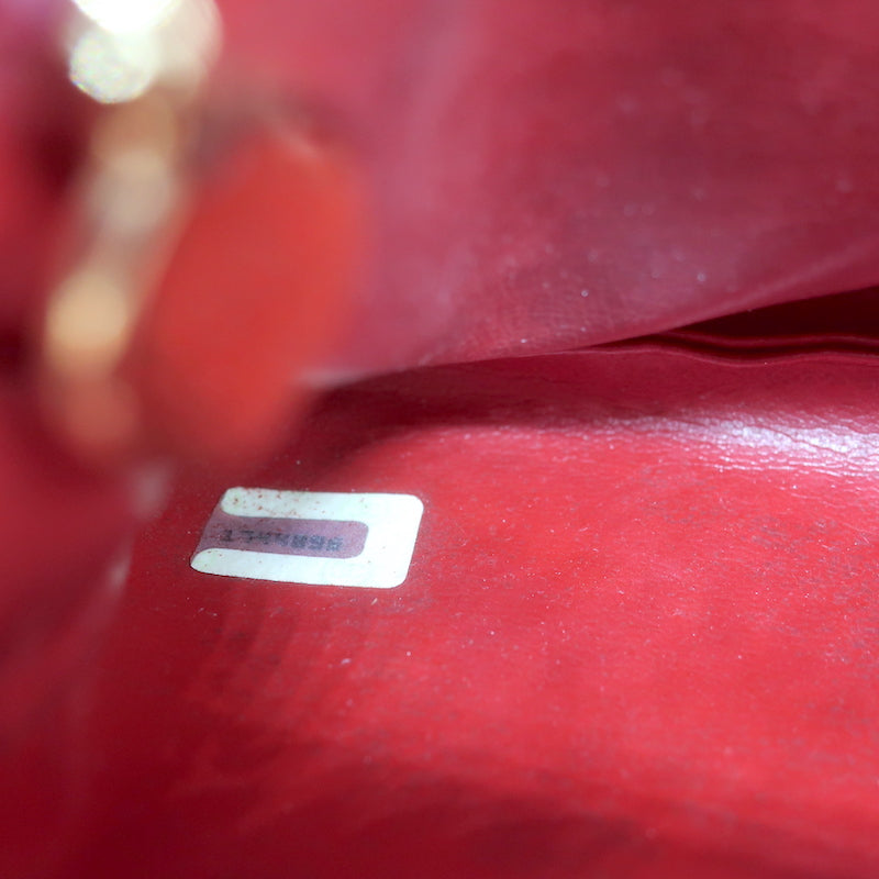 Vintage Chanel 1990 CC Small Fanny Pack Blue Quilted Denim &amp; Red Leather Size 75