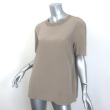 Joseph Rubin Short Sleeve Top Taupe Crepe de Soie Silk Size 38