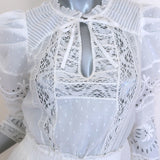 LoveShackFancy Isidore Puff Sleeve Ruffled Mini Dress White Cotton Size Small