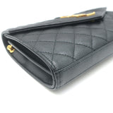 Saint Laurent Envelope Triquilt Wallet on Chain Bag Grain de Poudre Leather NEW