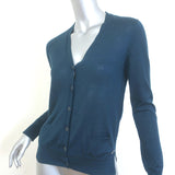 Loro Piana Cardigan Navy Cashmere-Silk Size 40 V-Neck Sweater