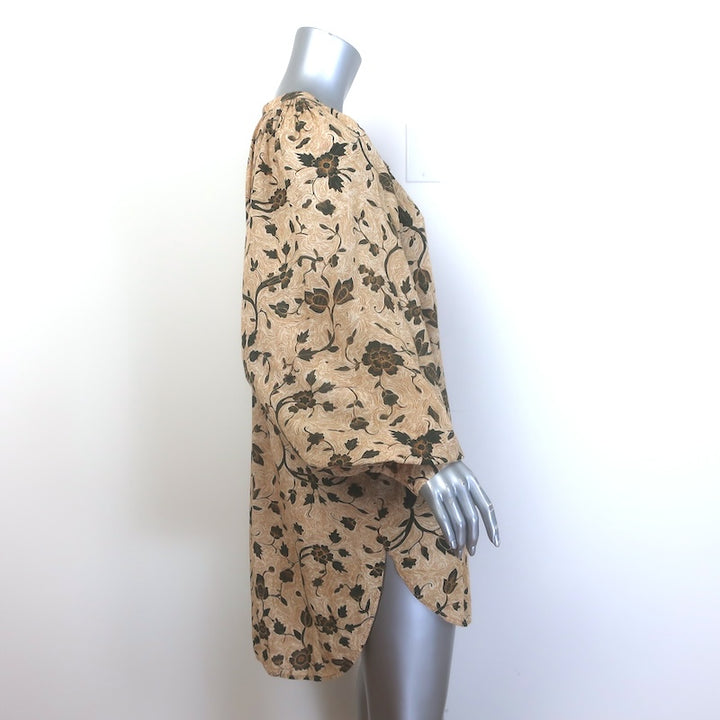 Ulla Johnson Biarritz Tunic Dress Beige Floral Print Cotton-Blend Size Medium