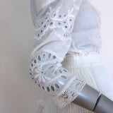 LoveShackFancy Isidore Puff Sleeve Ruffled Mini Dress White Cotton Size Small