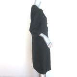 Marni Pleated Ruffle-Front Shift Dress Black Satin Size 46