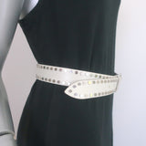 Isabel Marant Zap Studded Leather Belt White Size 30