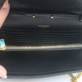 Saint Laurent Envelope Triquilt Wallet on Chain Bag Grain de Poudre Leather NEW
