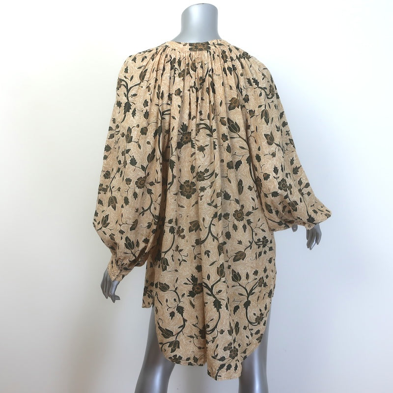 Ulla Johnson Biarritz Tunic Dress Beige Floral Print Cotton-Blend Size Medium