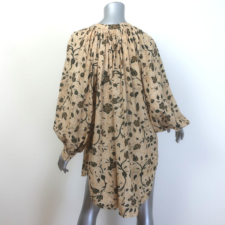 Ulla Johnson Biarritz Tunic Dress Beige Floral Print Cotton-Blend Size Medium