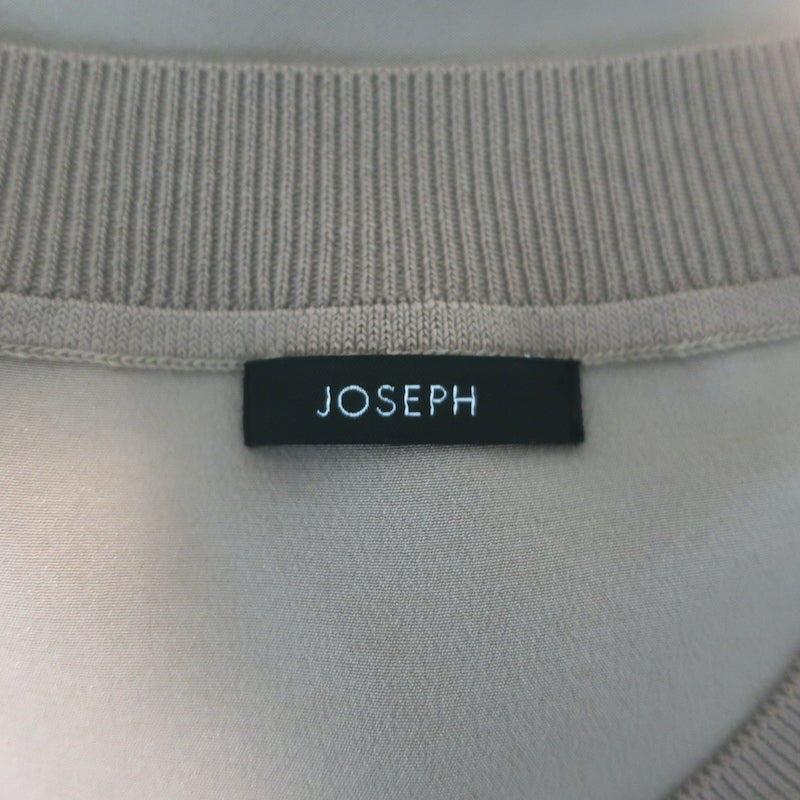 Joseph Rubin Short Sleeve Top Taupe Crepe de Soie Silk Size 38