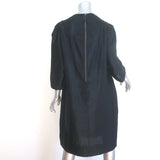 Marni Pleated Ruffle-Front Shift Dress Black Satin Size 46