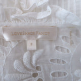 LoveShackFancy Isidore Puff Sleeve Ruffled Mini Dress White Cotton Size Small