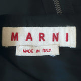 Marni Pleated Ruffle-Front Shift Dress Black Satin Size 46