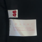 Marni Pleated Ruffle-Front Shift Dress Black Satin Size 46