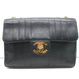Vintage Chanel 1994 Jumbo Mademoiselle Flap Bag Black Leather Crossbody