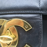 Vintage Chanel 1994 Jumbo Mademoiselle Flap Bag Black Leather Crossbody