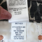 MOTHER The Vagabond Mini Fray Skirt Gray Leopard Print Stretch Denim Size 27