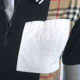 Burberry Kids Girls Serena Check Panel Polo Dress Black Pleated Pique Size 12Y