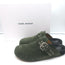 Isabel Marant Mirvin Clogs Dark Green Suede Size 37 Flat Mules NEW
