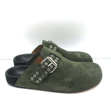 Isabel Marant Mirvin Clogs Dark Green Suede Size 37 Flat Mules NEW