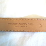 Alessandra Rich Crystal Buckle Eel Skin Belt Tan Size Small