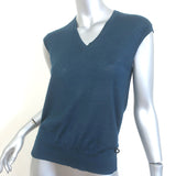 Loro Piana Sleeveless V-Neck Knit Top Navy Cashmere-Silk Size 40