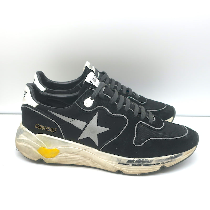 Golden Goose Running Sole Sneakers Black Suede Size 42