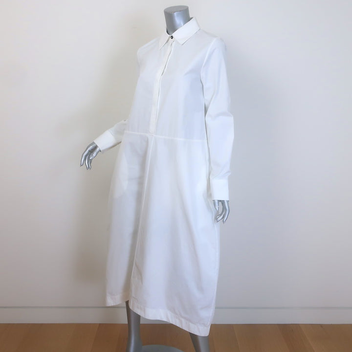 Jil Sander Bell Midi Shirtdress White Cotton Poplin Size 36