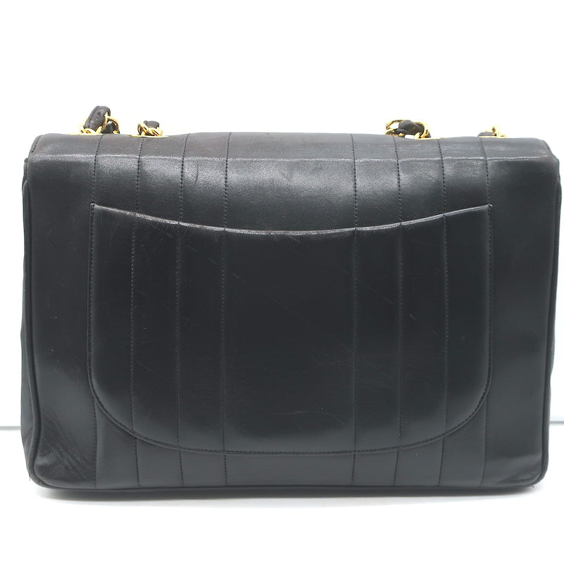 Vintage Chanel 1994 Jumbo Mademoiselle Flap Bag Black Leather Crossbody