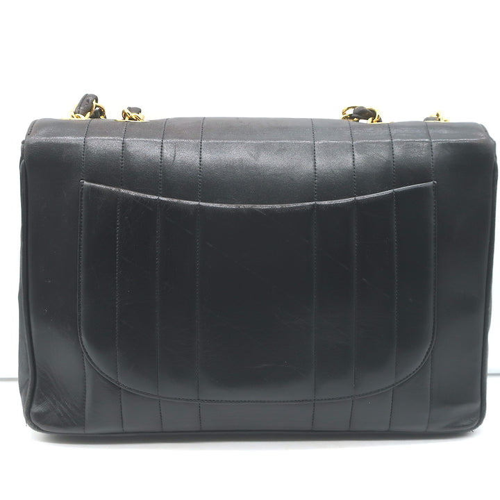 Vintage Chanel 1994 Jumbo Mademoiselle Flap Bag Black Leather Crossbody
