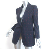 Gucci Retro GG Striped Blazer Navy/Red Wool-Silk Size 42 One-Button Jacket NEW
