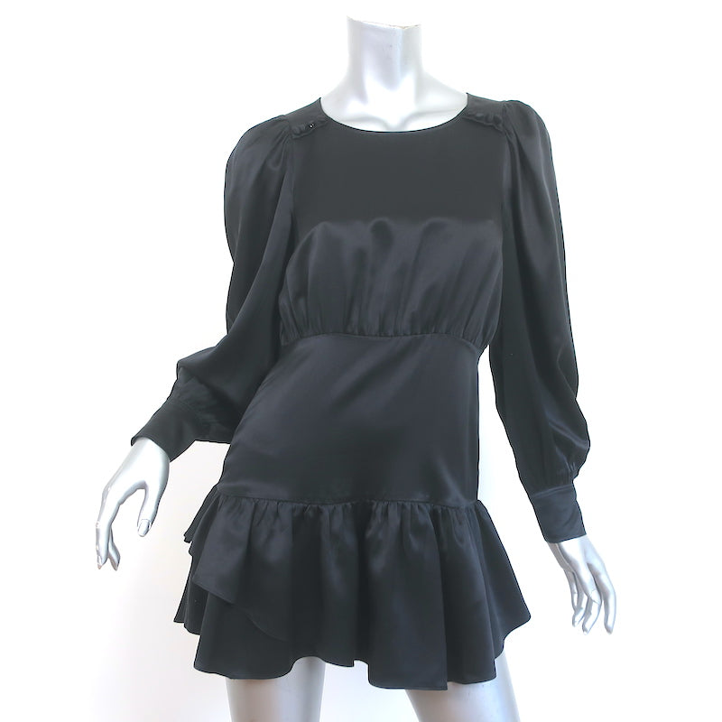 LoveShackFancy Long Sleeve Mini Dress Teyana Black Silk Size 0 Celebrity Owned LoveShackFancy Long Sleeve Mini Dress Teyana Black Silk Size 0 Celebrity Owned