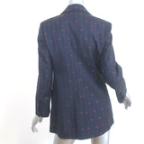 Gucci Retro GG Striped Blazer Navy/Red Wool-Silk Size 42 One-Button Jacket NEW