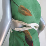 Prada Cutout-Back Sleeveless Midi Dress Green Leaf Print Paper Fabric Size 38