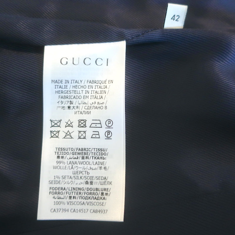Gucci Retro GG Striped Blazer Navy/Red Wool-Silk Size 42 One-Button Jacket NEW