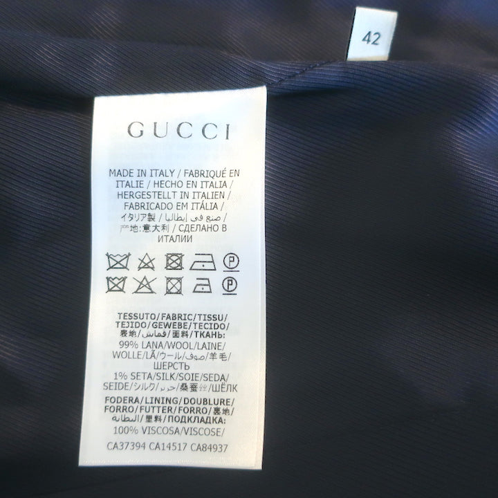 Gucci Retro GG Striped Blazer Navy/Red Wool-Silk Size 42 One-Button Jacket NEW