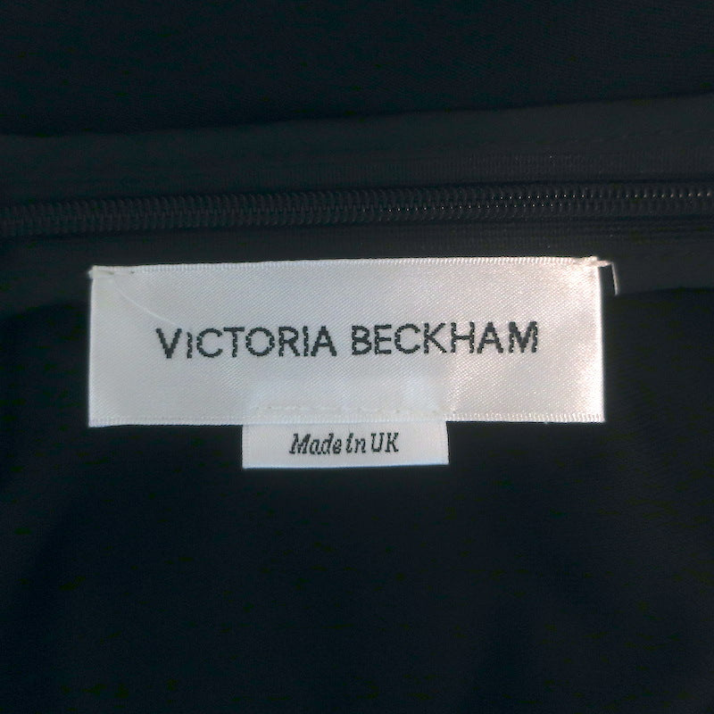 Victoria Beckham Lace-Trim Ruffled Mini Dress Black Satin &amp; Jersey Size US 8