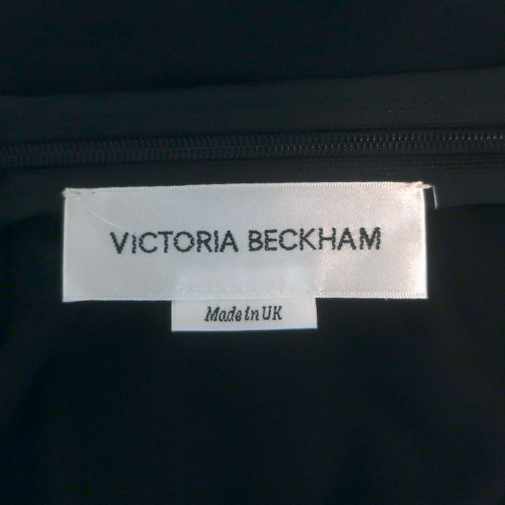 Victoria Beckham Lace-Trim Ruffled Mini Dress Black Satin &amp; Jersey Size US 8