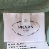 Prada Cutout-Back Sleeveless Midi Dress Green Leaf Print Paper Fabric Size 38