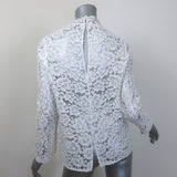 Sandro Striped Cotton-Paneled Lace Blouse White/Blue Size 2 Long Sleeve Top