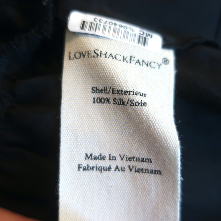 LoveShackFancy Long Sleeve Mini Dress Teyana Black Silk Size 0