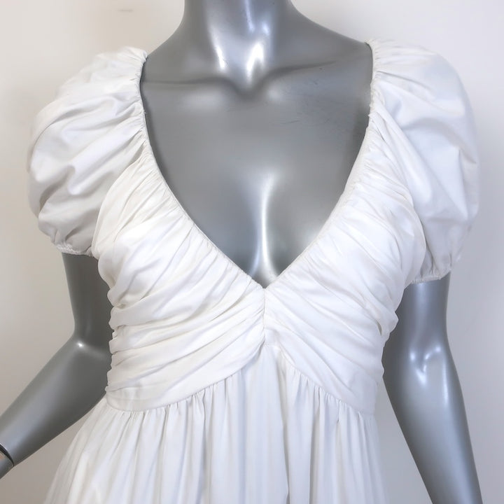 La Ligne Ina Puff Sleeve Tiered Midi Dress White Cotton Poplin Size Medium