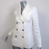 Brunello Cucinelli Double Breasted Corduroy Blazer Cream Linen-Blend Size 38