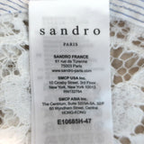Sandro Striped Cotton-Paneled Lace Blouse White/Blue Size 2 Long Sleeve Top