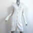 Chanel CC Long Cardigan White Cotton-Blend Ribbed Knit Size 42 V-Neck Sweater