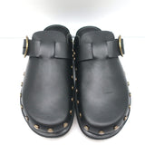 Isabel Marant Mirst Buckle Clogs Black Studded Leather Size 37 Flat Mules NEW